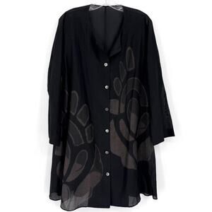 Yoshi Yoshi by PJ Womens XL Silk Cotton Tunic Art to Wear Lagenlook Japan